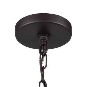 Thomas Lighting Williamsport Three Light Chandelier Brushed Metal Minimalist Dining Entryway Ceiling Fixture Bronze 18'' Wide 5-Light (12 H) CN250541