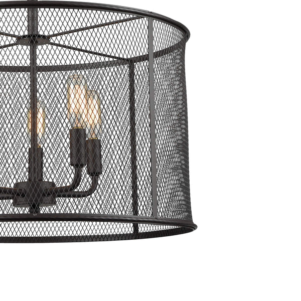 Thomas Lighting Williamsport Three Light Chandelier Brushed Metal Minimalist Dining Entryway Ceiling Fixture Bronze 18'' Wide 5-Light (12 H) CN250541