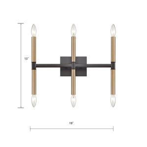 Thomas Lighting Notre Dame Linear Wall Sconce Oil Rubbed Bronze Gold Finish for Bath or Hallway 6-Light CN260611