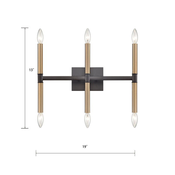 Thomas Lighting Notre Dame Linear Wall Sconce Oil Rubbed Bronze Gold Finish for Bath or Hallway 6-Light CN260611