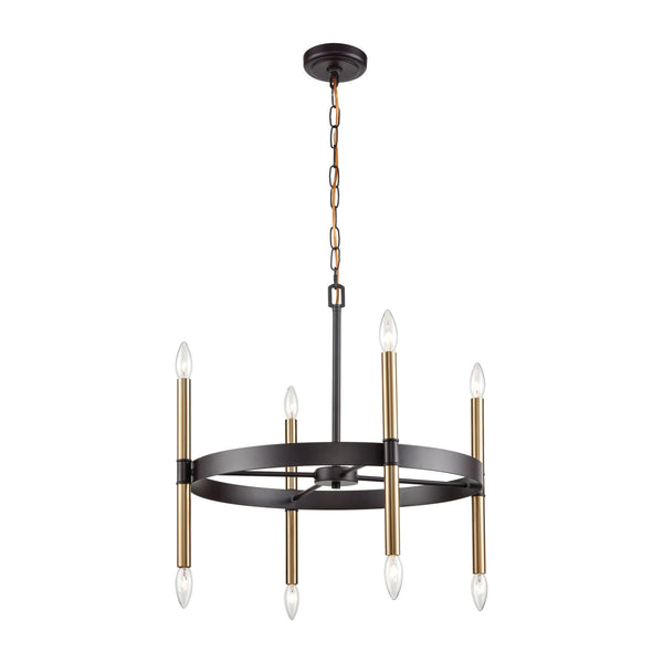 Thomas Lighting Notre Dame Six Light Industrial Chandelier with Bronze Gold Finish for Dining Rooms CN260621