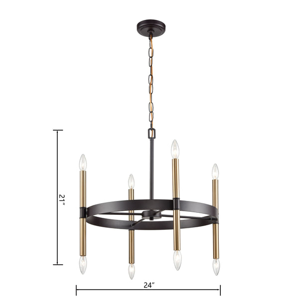 Thomas Lighting Notre Dame Six Light Industrial Chandelier with Bronze Gold Finish for Dining Rooms CN260621