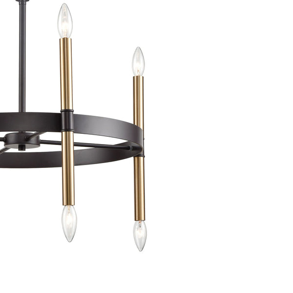 Thomas Lighting Notre Dame Six Light Industrial Chandelier with Bronze Gold Finish for Dining Rooms CN260621