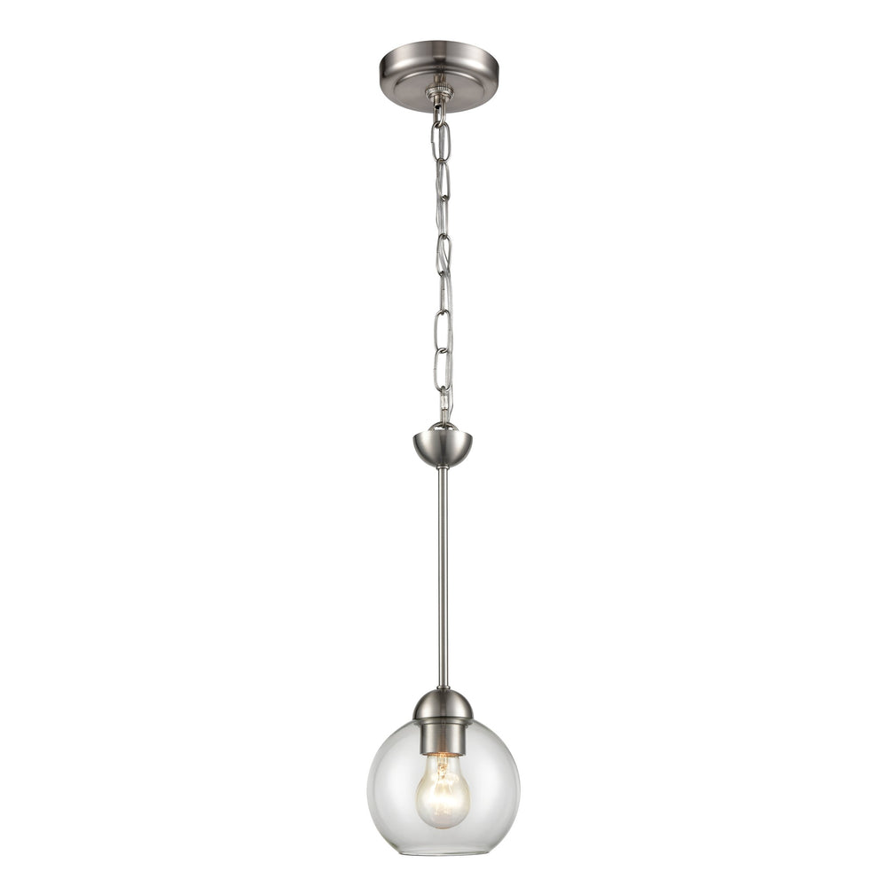 Thomas Lighting Astoria Clear Globe Mini Pendant Brushed Nickel Mid-Century Kitchen Entryway Light CN280152