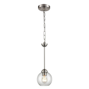 Thomas Lighting Astoria Clear Globe Mini Pendant Brushed Nickel Mid-Century Kitchen Entryway Light CN280152