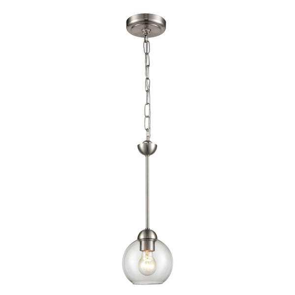 Thomas Lighting Astoria Clear Globe Mini Pendant Brushed Nickel Mid-Century Kitchen Entryway Light CN280152