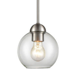 Thomas Lighting Astoria Clear Globe Mini Pendant Brushed Nickel Mid-Century Kitchen Entryway Light CN280152