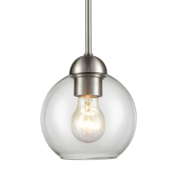 Thomas Lighting Astoria Clear Globe Mini Pendant Brushed Nickel Mid-Century Kitchen Entryway Light CN280152