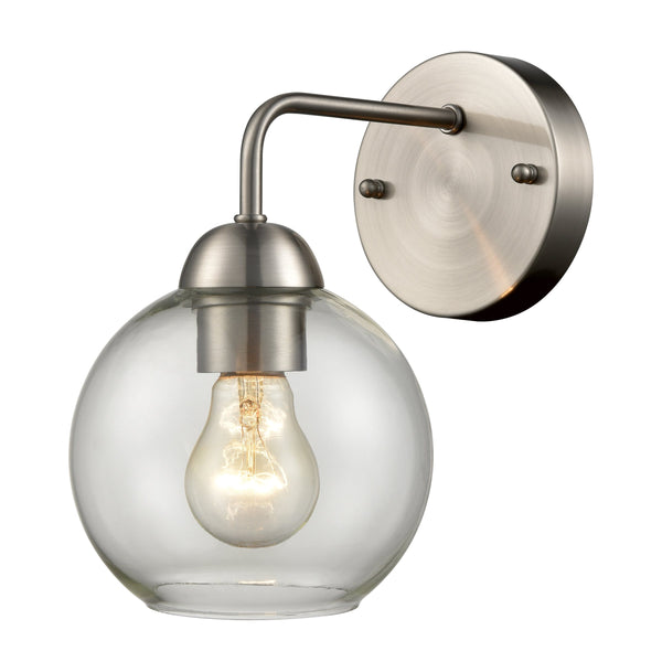 Thomas Lighting Astoria Hardwired Globe Wall Sconce Mid-Century Metal Fixture for Modern Interiors Nickel CN280172