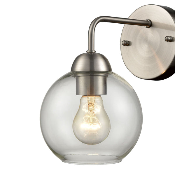 Thomas Lighting Astoria Hardwired Globe Wall Sconce Mid-Century Metal Fixture for Modern Interiors Nickel CN280172