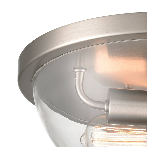 Thomas Lighting Astoria Dual Globe Flush Mount Ceiling Light with Brushed Geometric Mid-Century Appeal Nickel CN280232