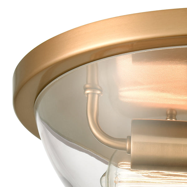 Thomas Lighting Astoria Dual Globe Flush Mount Ceiling Light with Brushed Geometric Mid-Century Appeal Gold CN280235