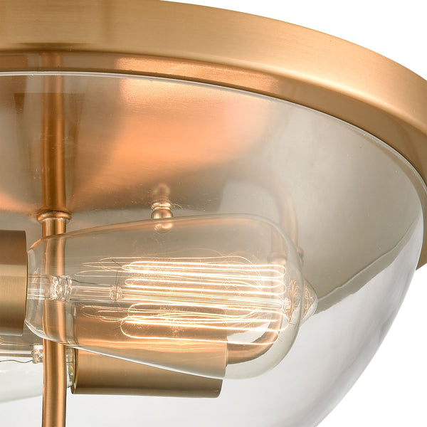 Thomas Lighting Astoria Dual Globe Flush Mount Ceiling Light with Brushed Geometric Mid-Century Appeal Gold CN280235