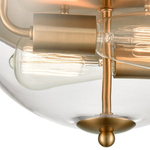 Thomas Lighting Astoria Dual Globe Flush Mount Ceiling Light with Brushed Geometric Mid-Century Appeal Gold CN280235