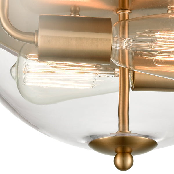 Thomas Lighting Astoria Dual Globe Flush Mount Ceiling Light with Brushed Geometric Mid-Century Appeal Gold CN280235