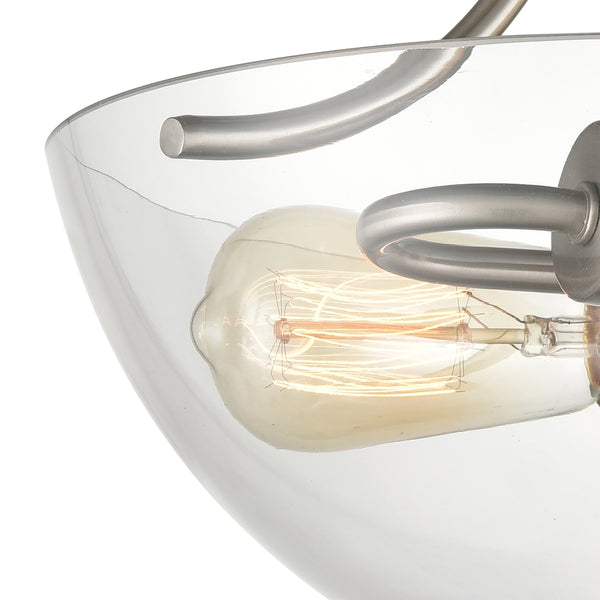 Thomas Lighting Astoria Two Light Semi Flush Mount Clear Globe Shade for Hallways and Bedrooms Nickel CN280282