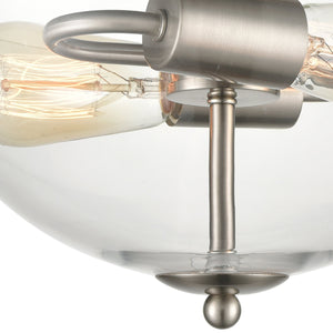 Thomas Lighting Astoria Two Light Semi Flush Mount Clear Globe Shade for Hallways and Bedrooms Nickel CN280282