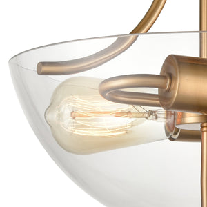 Thomas Lighting Astoria Two Light Semi Flush Mount Clear Globe Shade for Hallways and Bedrooms Gold CN280285