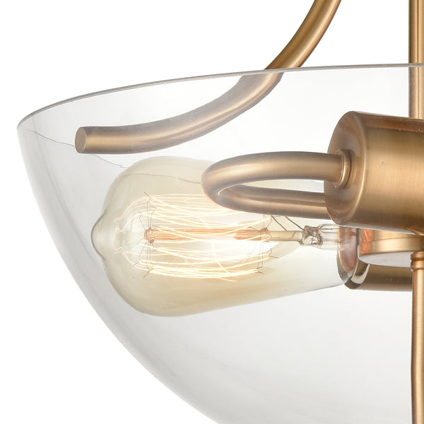 Thomas Lighting Astoria Two Light Semi Flush Mount Clear Globe Shade for Hallways and Bedrooms Gold CN280285