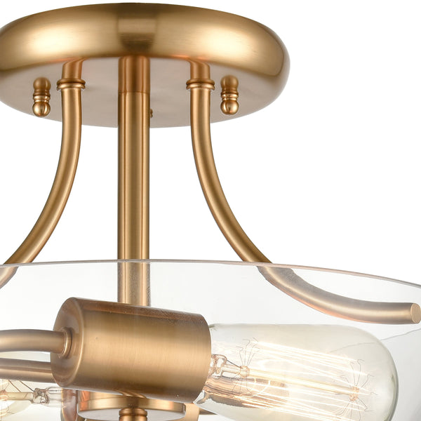 Thomas Lighting Astoria Two Light Semi Flush Mount Clear Globe Shade for Hallways and Bedrooms Gold CN280285