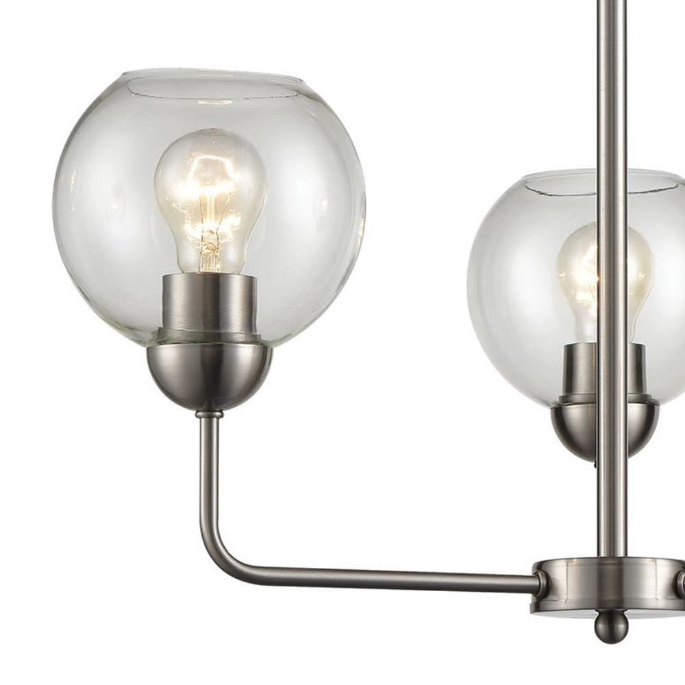 Thomas Lighting Astoria Three Globe Sculptural Chandelier with Curved Arms for Dining and Entryway Nickel 23 inches CN280322