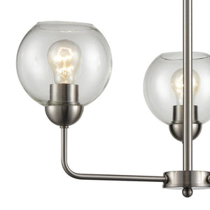 Thomas Lighting Astoria Three Globe Sculptural Chandelier with Curved Arms for Dining and Entryway Nickel 23 inches CN280322