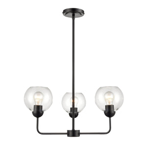 Thomas Lighting Boman 3 Light Matte Metal Chandelier with Clear Glass Globes for Dining Rooms Black 23 inches CN280326