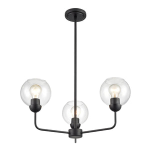 Thomas Lighting Boman 3 Light Matte Metal Chandelier with Clear Glass Globes for Dining Rooms Black 23 inches CN280326