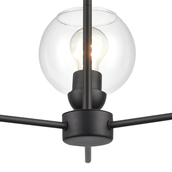Thomas Lighting Boman 3 Light Matte Metal Chandelier with Clear Glass Globes for Dining Rooms Black 23 inches CN280326