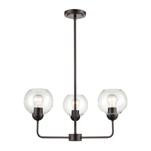 Thomas Lighting Boman 3 Light Matte Metal Chandelier with Clear Glass Globes for Dining Rooms Bronze 23 inches CN280327