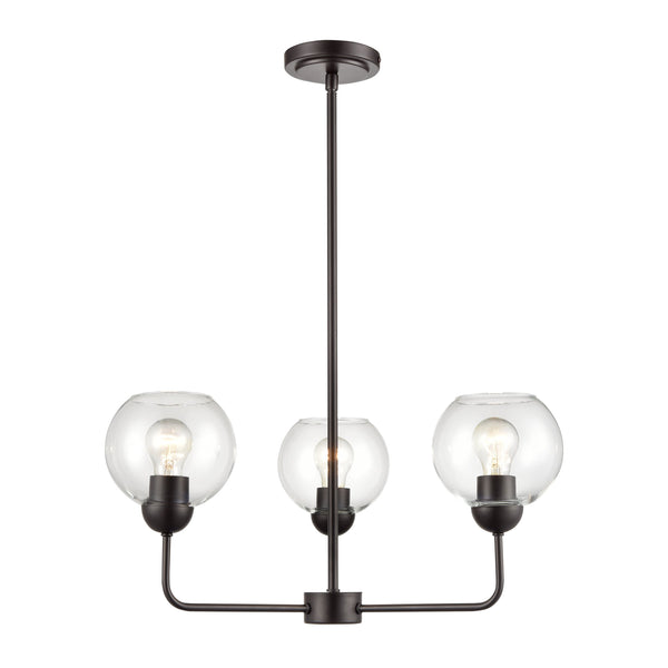 Thomas Lighting Boman 3 Light Matte Metal Chandelier with Clear Glass Globes for Dining Rooms Bronze 23 inches CN280327