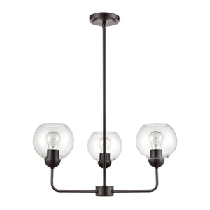 Thomas Lighting Boman 3 Light Matte Metal Chandelier with Clear Glass Globes for Dining Rooms Bronze 23 inches CN280327