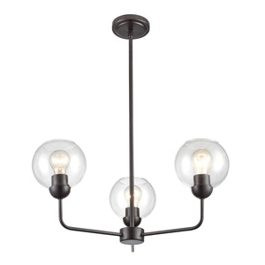 Thomas Lighting Boman 3 Light Matte Metal Chandelier with Clear Glass Globes for Dining Rooms Bronze 23 inches CN280327