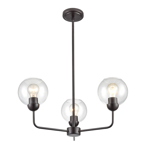 Thomas Lighting Boman 3 Light Matte Metal Chandelier with Clear Glass Globes for Dining Rooms Bronze 23 inches CN280327