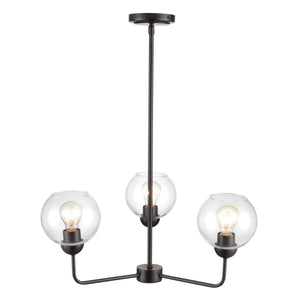 Thomas Lighting Boman 3 Light Matte Metal Chandelier with Clear Glass Globes for Dining Rooms Bronze 23 inches CN280327