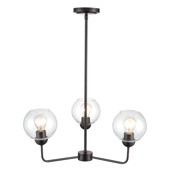 Thomas Lighting Boman 3 Light Matte Metal Chandelier with Clear Glass Globes for Dining Rooms Bronze 23 inches CN280327