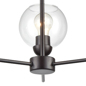 Thomas Lighting Boman 3 Light Matte Metal Chandelier with Clear Glass Globes for Dining Rooms Bronze 23 inches CN280327