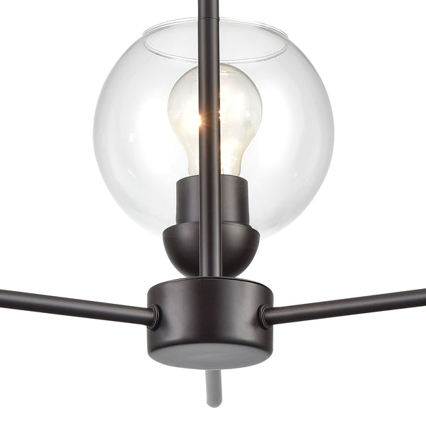 Thomas Lighting Boman 3 Light Matte Metal Chandelier with Clear Glass Globes for Dining Rooms Bronze 23 inches CN280327