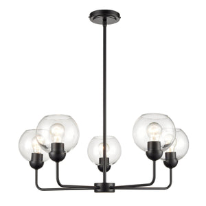 Thomas Lighting Boman 3 Light Matte Metal Chandelier with Clear Glass Globes for Dining Rooms Black 28 inches CN280526