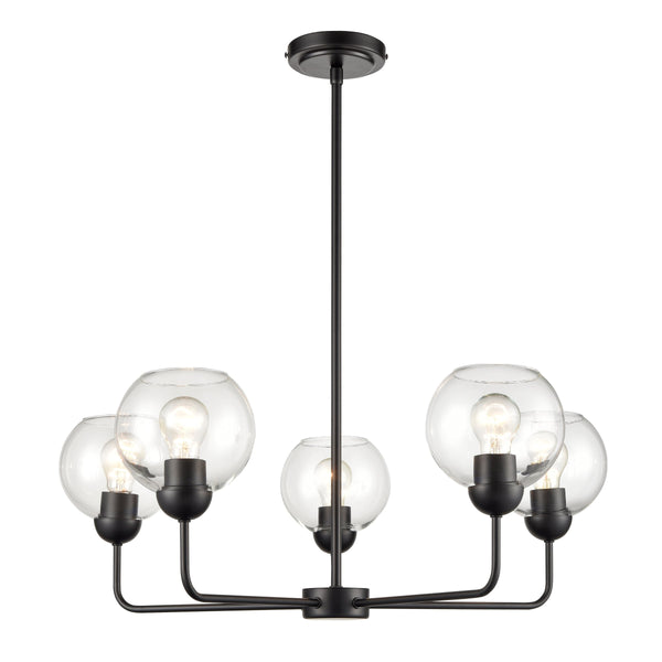 Thomas Lighting Boman 3 Light Matte Metal Chandelier with Clear Glass Globes for Dining Rooms Black 28 inches CN280526