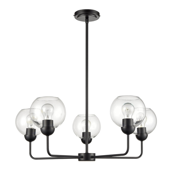 Thomas Lighting Boman 3 Light Matte Metal Chandelier with Clear Glass Globes for Dining Rooms Black 28 inches CN280526