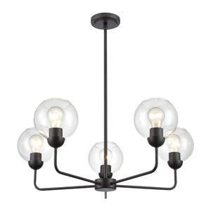 Thomas Lighting Boman 3 Light Matte Metal Chandelier with Clear Glass Globes for Dining Rooms Black 28 inches CN280526
