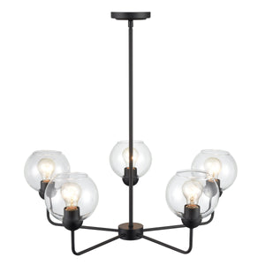 Thomas Lighting Boman 3 Light Matte Metal Chandelier with Clear Glass Globes for Dining Rooms Black 28 inches CN280526