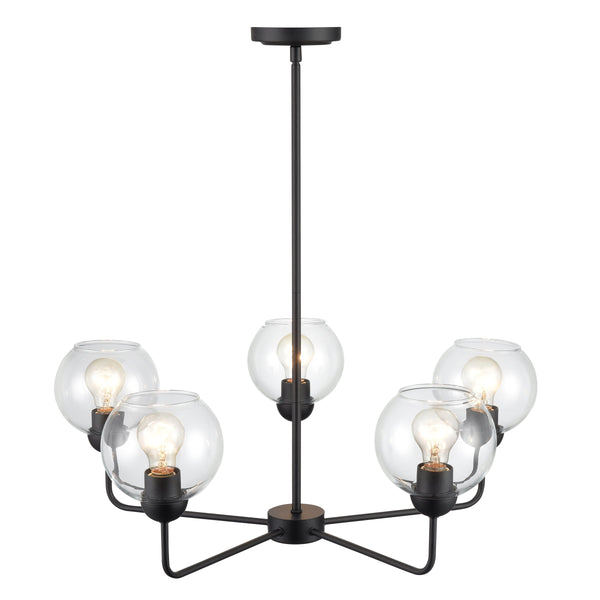 Thomas Lighting Boman 3 Light Matte Metal Chandelier with Clear Glass Globes for Dining Rooms Black 28 inches CN280526