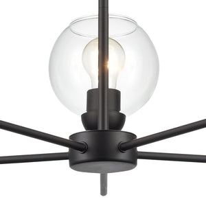 Thomas Lighting Boman 3 Light Matte Metal Chandelier with Clear Glass Globes for Dining Rooms Black 28 inches CN280526