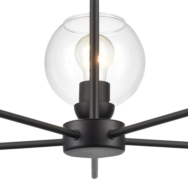 Thomas Lighting Boman 3 Light Matte Metal Chandelier with Clear Glass Globes for Dining Rooms Black 28 inches CN280526