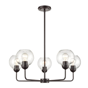 Thomas Lighting Boman 3 Light Matte Metal Chandelier with Clear Glass Globes for Dining Rooms Bronze 28 inches CN280527