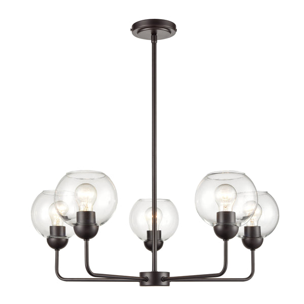 Thomas Lighting Boman 3 Light Matte Metal Chandelier with Clear Glass Globes for Dining Rooms Bronze 28 inches CN280527