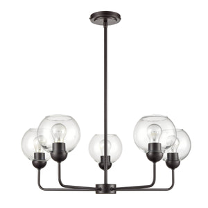 Thomas Lighting Boman 3 Light Matte Metal Chandelier with Clear Glass Globes for Dining Rooms Bronze 28 inches CN280527