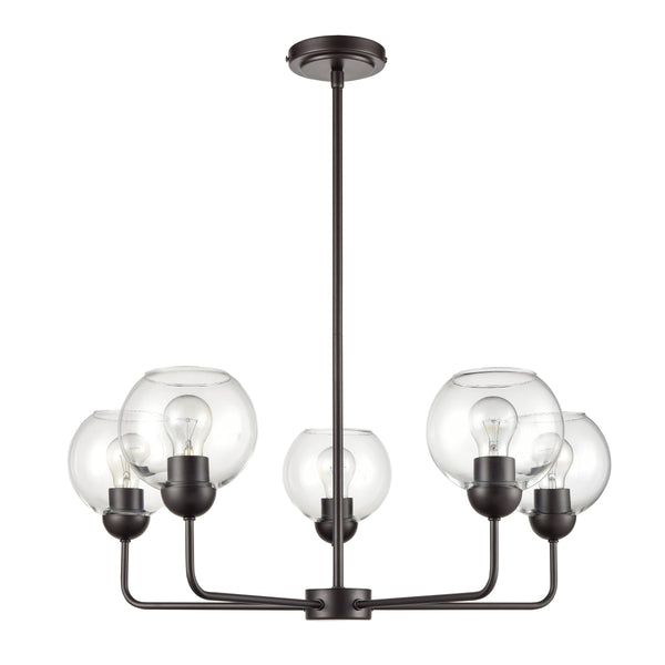 Thomas Lighting Boman 3 Light Matte Metal Chandelier with Clear Glass Globes for Dining Rooms Bronze 28 inches CN280527